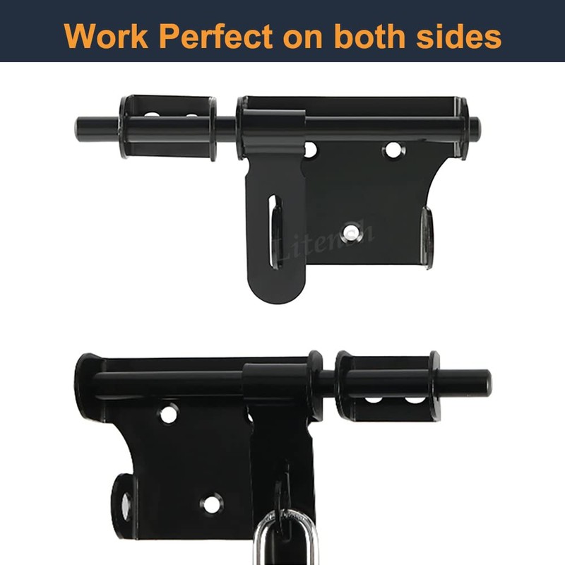 Litensh Sliding Gate Bolt with Padlock Hole, Fence Gate Latch