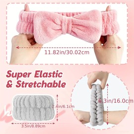 YXL 1Pcs Face Wash Headband and 2Pcs Skincare Wristbands, Butterfly Face Washing Towel Headband with Wrist Wash Bands for Women Girls Makeup Bath