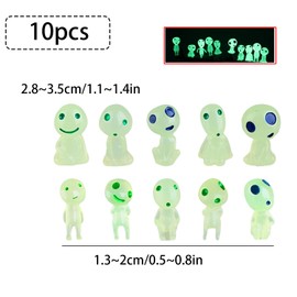 Thyonta 10PCS Garden Glow-in-the-Dark Accessories Micro Landscape Resin Cartoon Alien Figurine Small Ornament for Micro-Landscaping Desktop Decoration