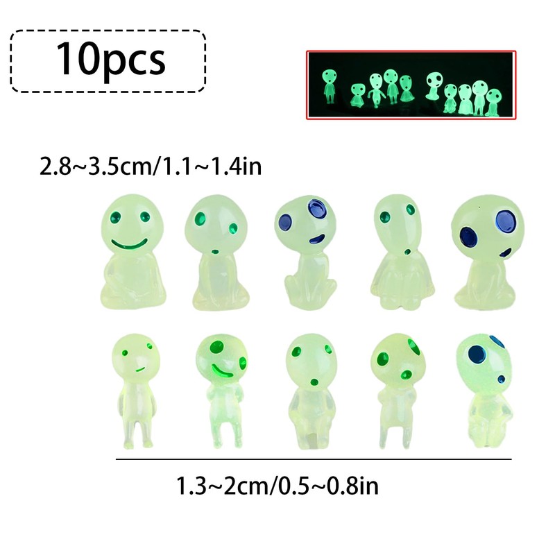 Thyonta 10PCS Garden Glow-in-the-Dark Accessories Micro Landscape Resin Cartoon Alien