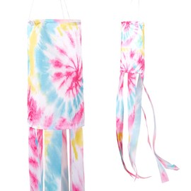GORGECRAFT 49 Inch Tie Dye Windsock Flag Colorful Flowers Polyester Streamer Flags 3D Wind Sock Outdoor Hanging Decorations for Home Yard Garden Balcony Porch Patio Lawn Party Decor
