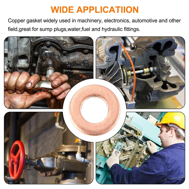 sourcing map 22 Pcs Flat Copper Washers, 4x8x1mm Copper Upgraded