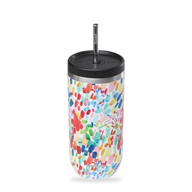 Qwetch - Cold Cup Thermoskanne 600 ml Arty – 24 Stunden gekühlt & 12 kalt – recycelter Edelstahl, spritzwassergeschützt – ideal für frische Getränke, Bubble Tea und Eiskaffee