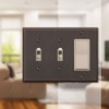 Amerelle Manhattan Double Toggle/Single Rocker Cast Metal Wallplate in Aged