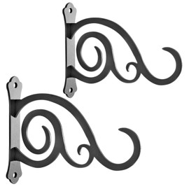 HongKim 6-Inch Outdoor Indoor Decorative Iron Lantern Wall Hooks Hangers for Hanging Wind Chimes Hummingbird Feeders Candle Holders(Black, Set of 2)