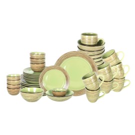 Semtember Promotion Kitchen Dinnware Plates Unique Design Houseware Sets Microwave Safe Stoneware Ceramic Dinner Sets Restaurantcolor: Green