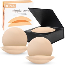 4 Pares Cubre Pezones para Mujer, Pezoneras para Busto Adhesiva Invisible Cubrepezones de Silicona para Mujer Ultrafinas, Nipple Covers, Reutilizables y Lavable, Pezoneras Redonda Natural y Ligera