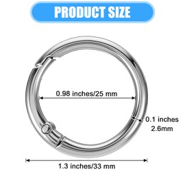 Heclia 20Pcs Round Carabiner Clips, 25mm Heavy Duty Spring O Rings, Small Locking Key Holder for Keys, Luggage, Bags, Backpacks, Gear, Outdoor and DIY Accessories