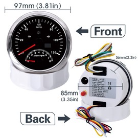 ARTILAURA GPS Speedometer 0-120MPH with Tachometer 8000 RPM AUTO Gauge Antenna 85mm 3 3/8" for Car Boat Marine Vehicles