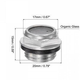 TA-VIGOR 1Pcs Air Compressor Oil Level Gauge Sight Glass, M16 x 1.5mm Male Threaded Aluminum Hex Head Oil Liquid Indicator Sight Window Fittings for Air Compressor, Pump, Tank Sight Plug Window