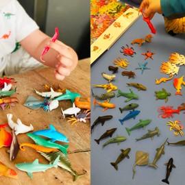 Nabance Sea Animal Figures Animal Toys 38PCS Mini Sea Animal Toys Set Realistic Animal Sea Life Figures Toy Educational Animal Learning Toys Bath Toys for Child