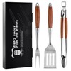 GRILAZ Heavy-Duty Rose Wooden BBQ Grilling Tools Set. Extra Thick