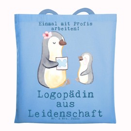 Mr. & Mrs. Panda Carry Bag with Logopedic Passion - Gift, Training, Thank You, Gift, Speech Therapy, Shopping Bag, Shopper, Laptop Bag, Bag, Study, Fabric Bag, Colleague, Shoulder Bag, blue, Hand