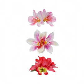 3 PCS Pink Flower Hair Clips Hawaiian Orchid Hairpin Bohemia Azalea Red Floral Hair Accessories for Beach Vacation Weddingclips