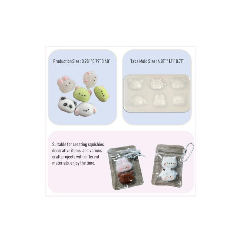 2 PCS Animal Silicone Squishy Molds for DIY taba, Kawaii