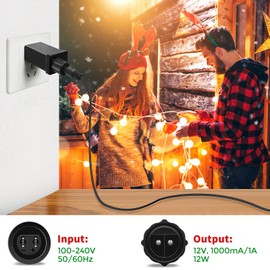 DC 12V 12W 1A Class 2 Power Supply, IP44 Waterproof Low Voltage LED Transformer, Replacement Yard Inflatable Adapter Driver with US Plug,UL Listed,for Christmas Light,Inflatables 1Pack