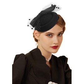 Cizoe Fascinators Hat for Women Tea Party Headband Kentucky Derby Wedding Cocktail Flower Mesh Feathers Hair Clip (A-Black)