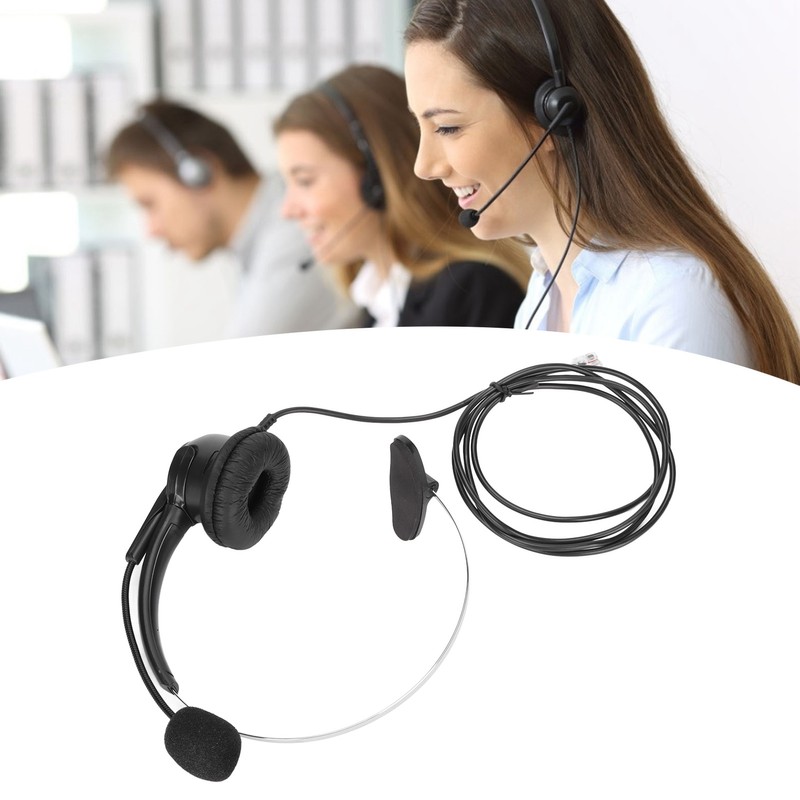 Telephone Headset RJ9 Earphone with 330° Adjustable Microphone for Home