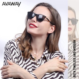 AVAWAY Small Acetate Black Cat Eye Sunglasses Women Small Face Ladies Polarized UV Protection Category 3 Sun Shades Sunnies