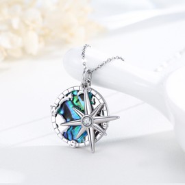 TRISHULA Abalone Necklace 925 Sterling Silver Hecate / Tree of Gondor Pendant Necklace Abalone Jewellery Gifts for Girls Daughter Sister Birthday, Sterling Silver