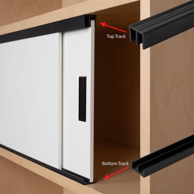 1/4" Panel Sliding Door Track - 48" Black Plastic Upper