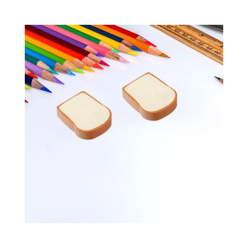 4 Pcs Kawaii Toast Bread Eraser Cute Pencil Eraser Stationery