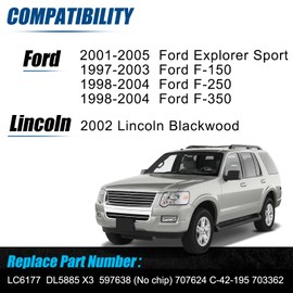 C-42-195 Ignition Switch Door Lock Cylinder Kit for Ford, Ignition Switch Lock Cylinders Keys fit 1997-2003 F150, 1998-2004 F250 F350, 01-05 Explorer Sport, Replace DL5885,LC6177,597638 ﻿