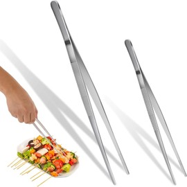 WADY 2 PCS Pinzas De Acero Inoxidable, Pinzas Antiadherentes De Acero Inoxidable Con Puntas Dentadas De Precisión, Herramientas De Cocina Profesionales Para Cocinar Ensalada BBQ Freír