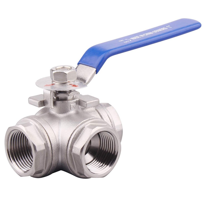 DERNORD 3-Way Ball Valve, L Mounting Pad, Stainless Steel 304