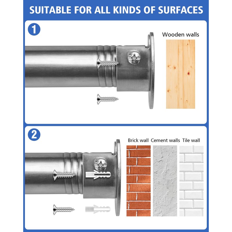 FIRJOY Closet Rods for Hanging Clothes - Heavy Duty, Length