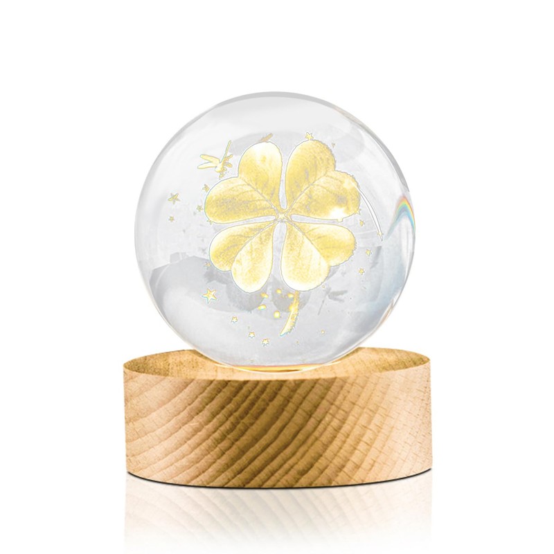 Flexzion 3D Clover Crystal Ball Night Light - LED Light