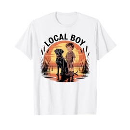 Local Boy Black Lab Marsh Scene Sunset Vintage Country T-Shirt