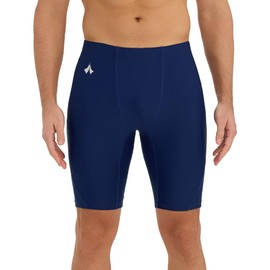 Eteoepo Swim Jammers for Men Athletic Training Endurance Swimsuit Durable Team Lap Swimming Racing Competition Swimwear(Navy Blue,M)