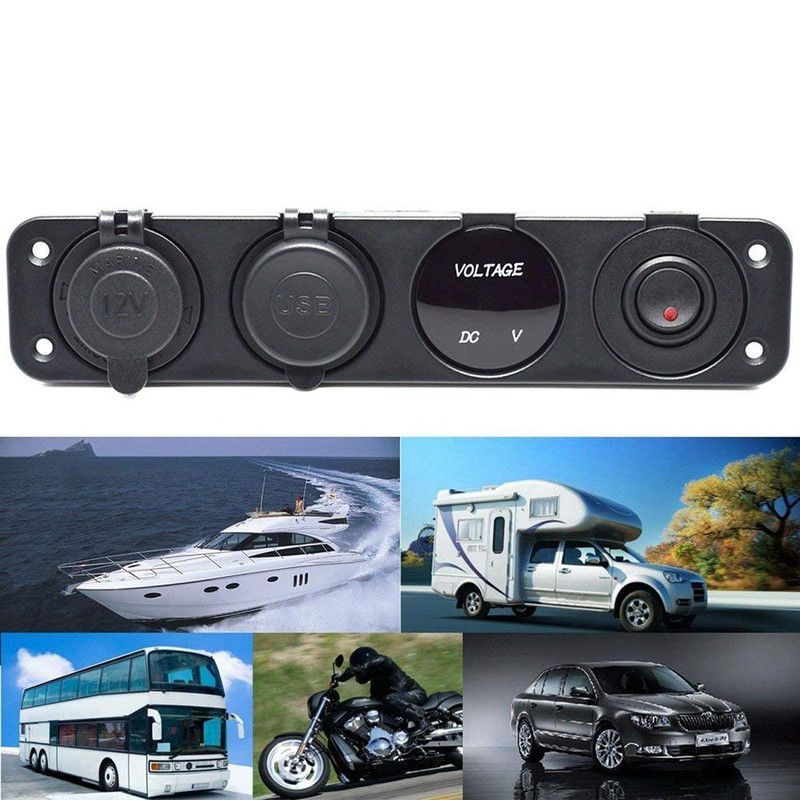 MASO 4 Hole Toggle Switch Panel with Dual USB Socket