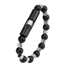 Charging Bracelets Cable Charger Cord Fashion Prayer Beads Wrist Line Black, Zinc Alloy