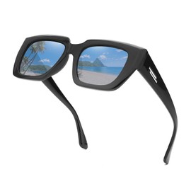 E & R Elegant Rabbit Retro Oversized Sunglasses for Women Trendy Sun Glasses with Thick Frame Shades 9329 (Black)