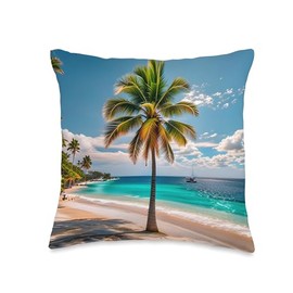 A sunny paradise island Throw Pillow