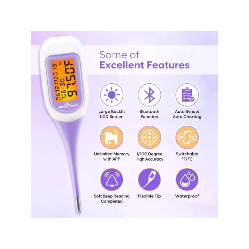 Easy@Home 스마트 기초 체온계 대형 화면 및 백라이트 프레맘(iOS Android)이
