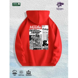 Daily Hustle Newspaper Graphic Hoodie 100% Cotton US Warehouse 7 ColorsColor: Red, Size: M