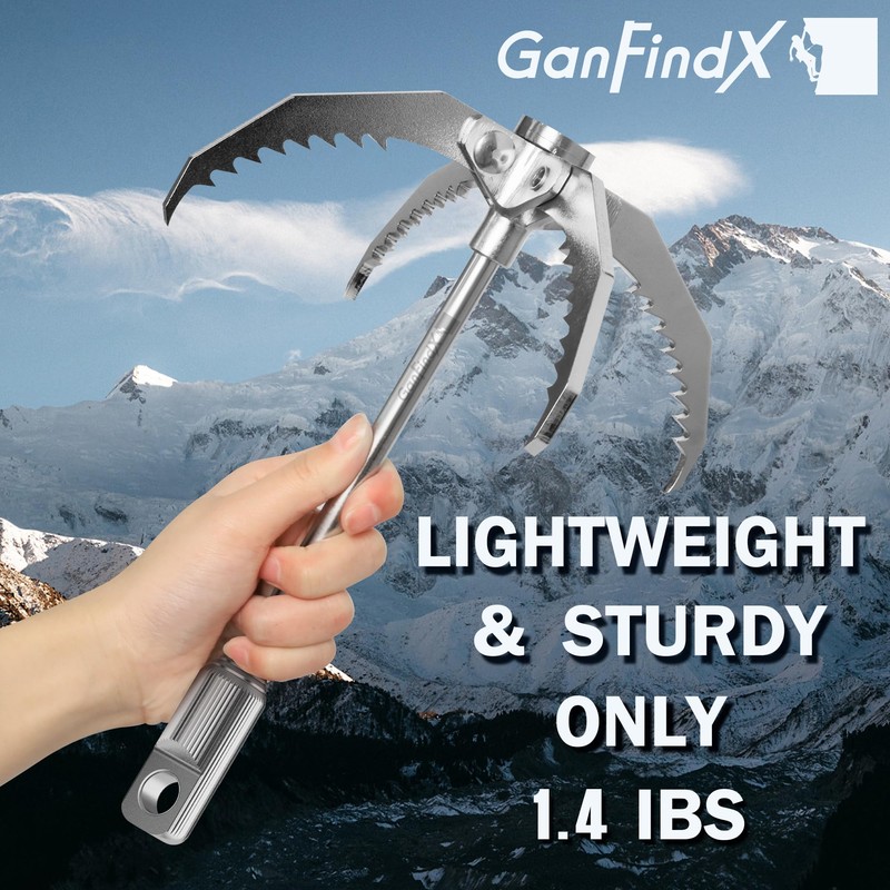 GanFindX Stainless Steel Grappling Hook Folding Claw Design for Camping