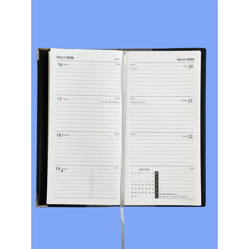 2026 Premium Faux Leather Soft Cover Slim Pocket Diary Week