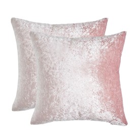 Sienna Crushed Velvet Pack of 2 Cushion Covers 18 x 18 for Living Room Bedroom Plain Decorative Luxury Home Bed Sofa - 45 x 45cm, Blush Pink