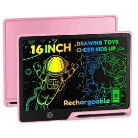 Pizarra Mágica LCD de 16 Pulgadas, Pizarron Magico, Tablero Electrónico de Dibujo a Color para Niños, Pizarra Electrónica Borrable con Cerradura, para en Casa, Estudio, Oficina, Reutilizable (Rosado)
