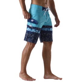 unitop Men's Bathing Shorts Breathable Soft Floral Printed Swimming Trunks Drawstring Blue-337 38