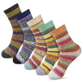 Women Casual Socks Novelty Gift Socks Vintage Soft Cute Patterened Crew Socks 5packs (Multi-color2)