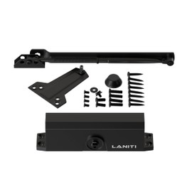 Laniti Commercial Door Closer Black, 1 Pack – Heavy Duty Auto Door for Commercial Use – Adjustable Hydraulic Door Closer for Office, Storefront, Apartment
