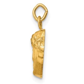 14k Yellow Gold/Small Jesus Brushed Matte Finish Pendant Charm Medal