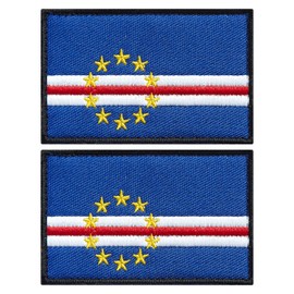 stidsds Paquete de 2 parches bordados de la bandera de Cabo Verde banderas de Capa Verde Parche táctico militar para ropa, sombrero, mochilas, decoraciones de orgullo