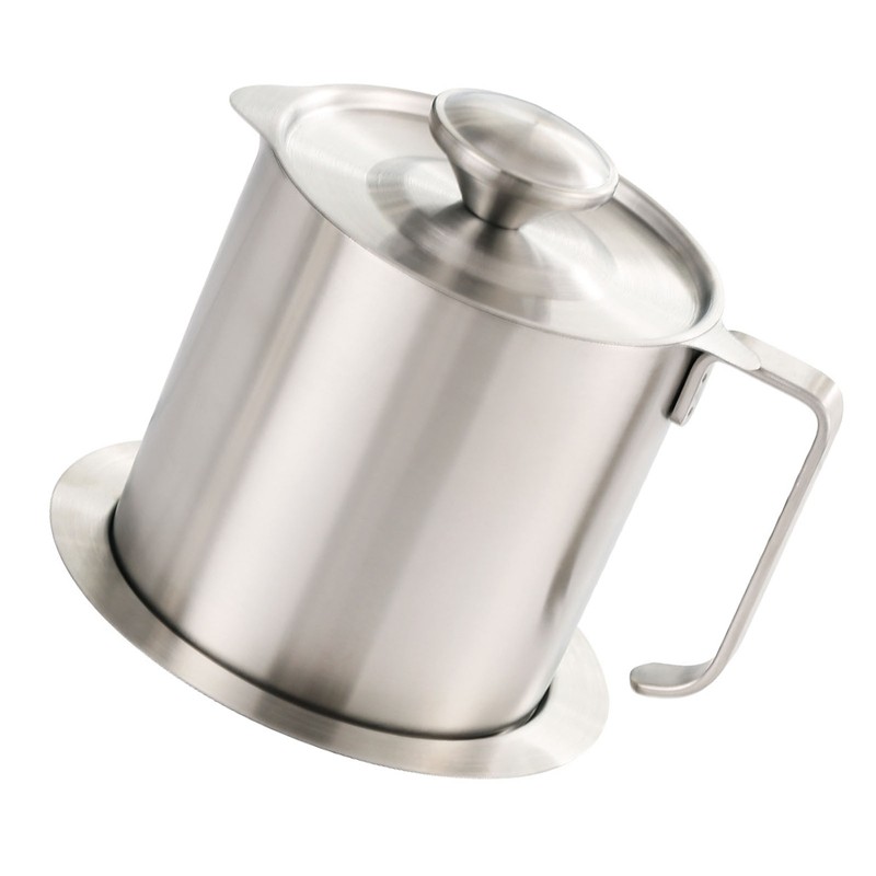 Bacon Grease Container with Strainer 304 Stainless Steel 1.8L Food
