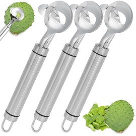 3 PCS Cactus Peeler Spoon, 2025 Cuchara Pelador de Nopales, Long Handle Cactus Peeler Tool Spoon with Hole, Stainless Steel Peelers for Noodle Cooking Kitchen Gadgets